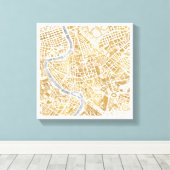 Gilded City Map of Rome Canvas Afdruk (Insitu (Houten vloer))