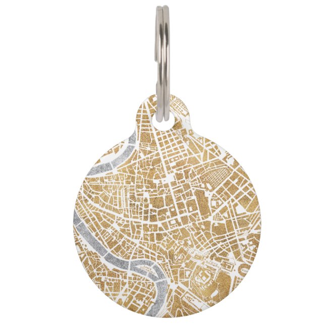 Gilded City Map of Rome Huisdierpenning (Voorkant)