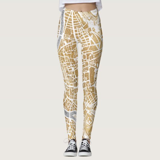 Gilded City Map of Rome Leggings (Voorkant)