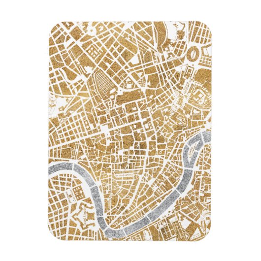 Gilded City Map of Rome Magneet (Verticaal)