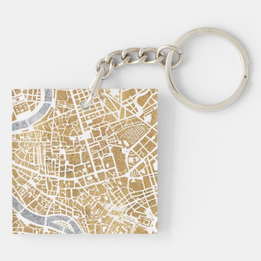 Gilded City Map of Rome Sleutelhanger (Achterkant)