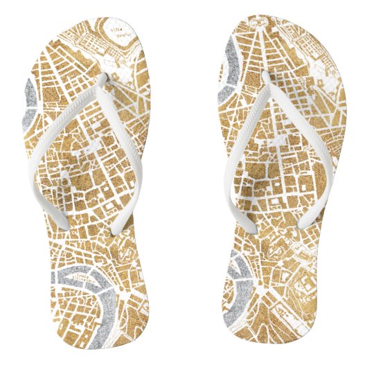 Gilded City Map of Rome Teenslippers (Voetbed)