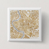 Gilded City Map of Rome Vierkante Button 5,1 Cm (Voorkant)