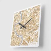 Gilded City Map of Rome Vierkante Klok (Hoek)