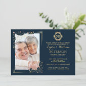 Gilded Corners foto Golden Jubileum Uitnodiging (Staand voorkant)