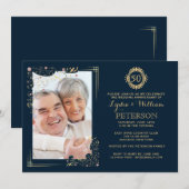 Gilded Corners foto Golden Jubileum Uitnodiging (Voorkant / Achterkant)