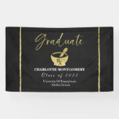 Gilded Dark Chalkboard Pharmacy School Afstuderen Spandoek (Horizontaal)