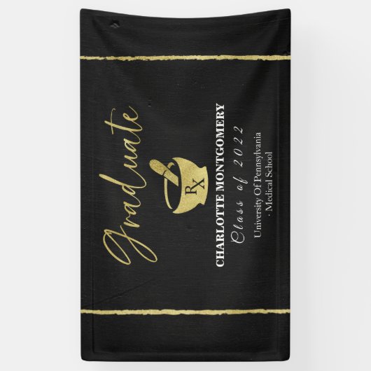 Gilded Dark Chalkboard Pharmacy School Afstuderen Spandoek (Verticaal)