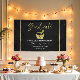 Gilded Dark Chalkboard Pharmacy School Afstuderen Spandoek