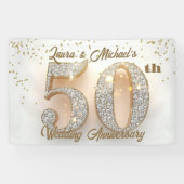 Gilded Diamond 50ste bruiloft Jubileum Spandoek (Horizontaal)