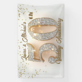 Gilded Diamond 50ste bruiloft Jubileum Spandoek (Verticaal)