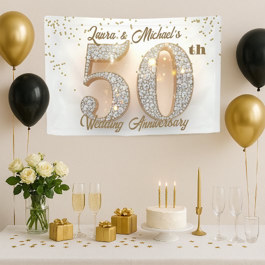 Gilded Diamond 50ste bruiloft Jubileum Spandoek