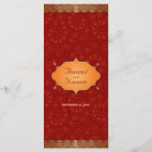 Gilded Edge Indiase Lijst bruiloft Menu (Achterkant)