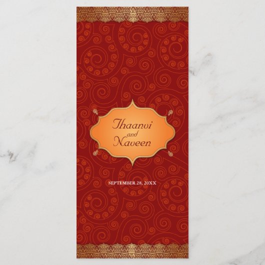 Gilded Edge Indiase Lijst bruiloft Menu (Achterkant)