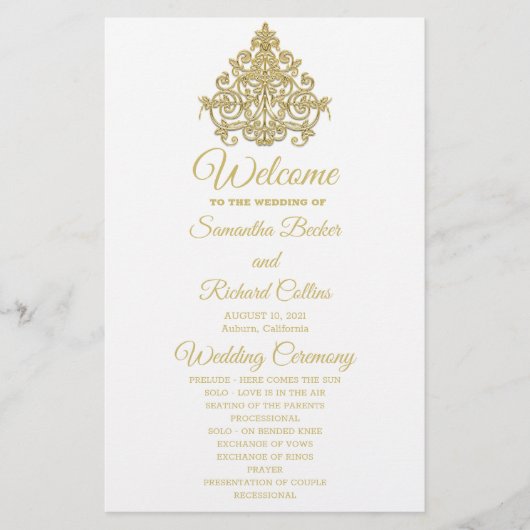 Gilded Elegance Wedding Programme (Voorkant)