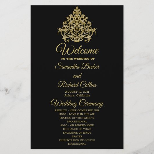 Gilded Elegance Wedding Programme (Voorkant)
