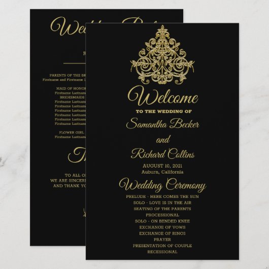 Gilded Elegance Wedding Programme (Voorkant / Achterkant)