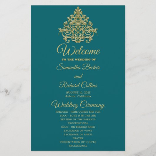 Gilded Elegance Wedding Programme (Voorkant)