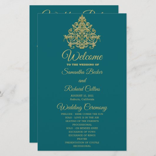 Gilded Elegance Wedding Programme (Voorkant / Achterkant)
