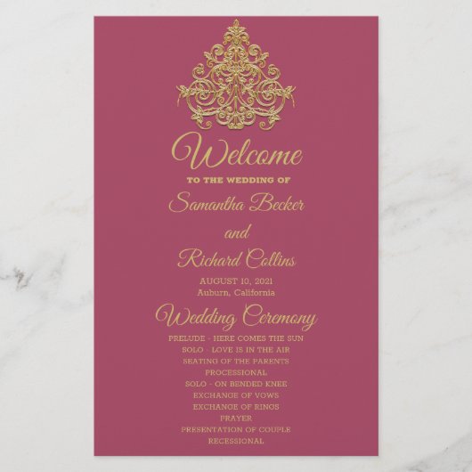 Gilded Elegance Wedding Programme (Voorkant)