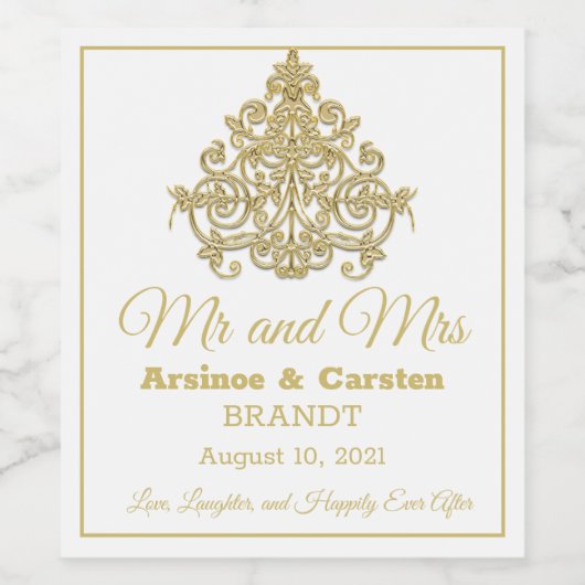 Gilded Elegance Wine Label Wijn Etiket (Enkel label)