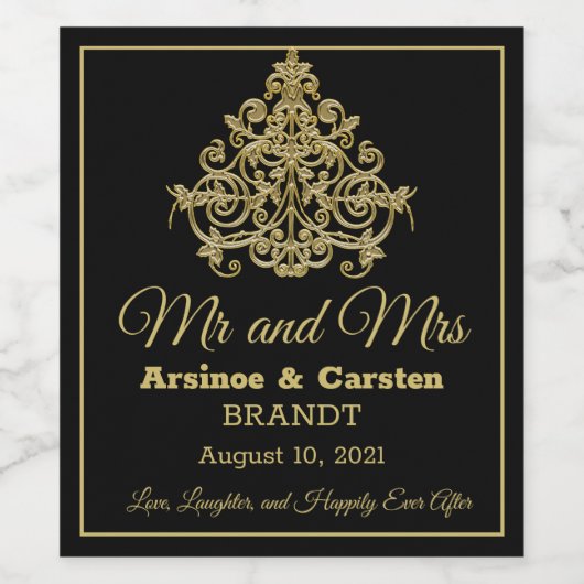 Gilded Elegance Wine Label Wijn Etiket (Enkel label)