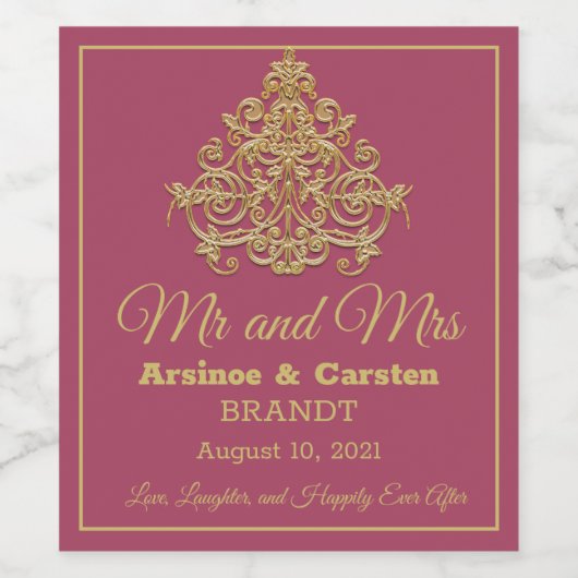 Gilded Elegance Wine Label Wijn Etiket (Enkel label)