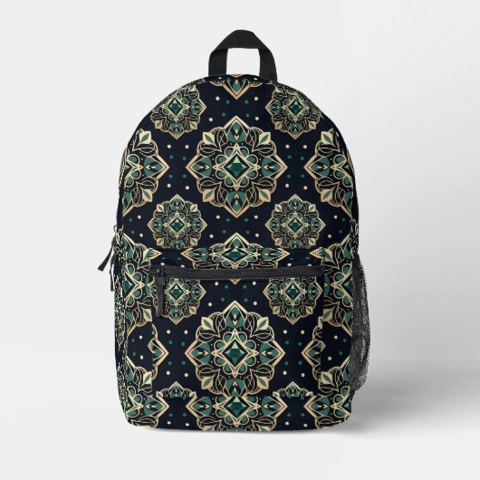 Gilded Emerald Mandala Bedrukte Rugzak (Voorkant)