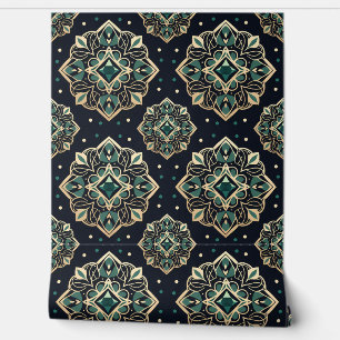 Gilded Emerald Mandala Behang