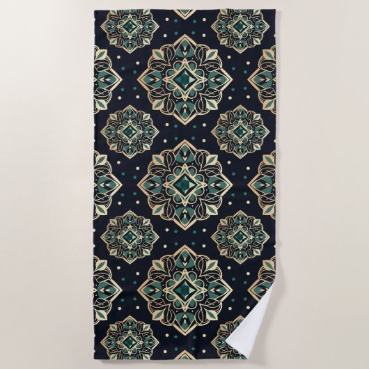 Gilded Emerald Mandala Strandlaken (Voorkant)