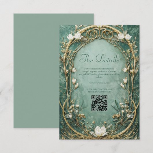 Gilded Fairytale Art Nouveau Wedding Informatiekaartje (Voorkant / Achterkant)