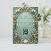 Gilded Fairytale Art Nouveau Wedding Informatiekaartje (Staand voorkant)