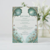 Gilded Fantasy Art Nouveau Wedding Informatiekaartje (Staand voorkant)