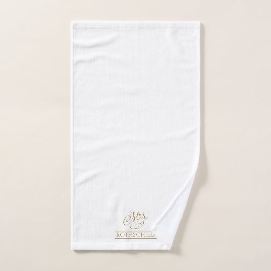 Gilded Faux Gold Calligraphy Bridal Mrs Gift Bad Handdoek (Handdoek)