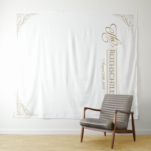 Gilded Faux Gold Calligraphy Romantic Wedding Wandkleed (In Situ (horizontaal))