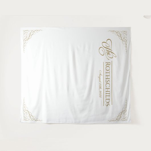 Gilded Faux Gold Calligraphy Romantic Wedding Wandkleed (Voorkant (horizontaal))