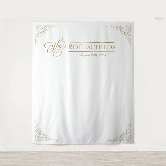 Gilded Faux Gold Calligraphy Romantic Wedding Wandkleed (Voorkant)