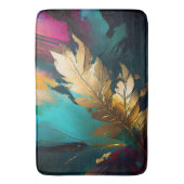 Gilded Feather – Luxe Abstract Elegance Badmat (Voorkant Verticaal)