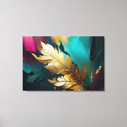 Gilded Feather – Luxe Abstract Elegance Canvas Afdruk (Voorkant)