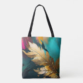 Gilded Feather – Luxe Abstract Elegance Tote Bag (Achterkant)