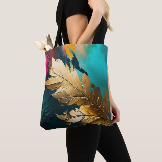 Gilded Feather – Luxe Abstract Elegance Tote Bag (Dichtbij)