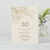 Gilded Floral | 30e verjaardag van crème en goud Kaart (Staand voorkant)