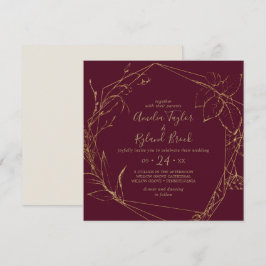 Gilded Floral | Bourgogne en goudweddenschap Kaart