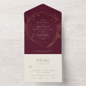 Gilded Floral | Bourgogne en goudweddenschappen All In One Uitnodiging (Binnen)