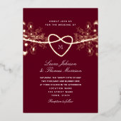 Gilded Floral Burgundy Roos Gold Wedding Folie Uitnodiging (Voorkant)