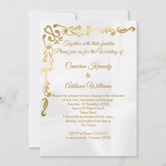 Gilded Floral | Casual bruiloft met goudolieramp Kaart (Voorkant)