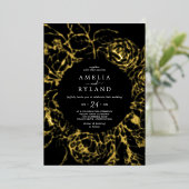 Gilded Floral | Casual goudolieruwbinding Folie Uitnodiging (Staand Voorkant)