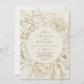 Gilded Floral | Casual huwelijk tussen crème en go Kaart (Voorkant)