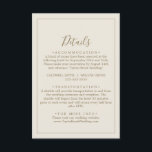 Gilded Floral Coordinate | Gegevens over crème en  Informatiekaartje<br><div class="desc">Deze gelede florale coördinaat crème en gouden details omhullingskaart is perfect voor een elegante bruiloft. Het moderne boho-ontwerp is voorzien van een goudkleurig lettertype op een crèmeachtergrond.</div>