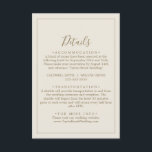 Gilded Floral Coordinate | Gegevens over crème en  Informatiekaartje<br><div class="desc">Deze gelede florale coördinaat crème en gouden details omhullingskaart is perfect voor een elegante bruiloft. Het moderne boho-ontwerp is voorzien van een goudkleurig lettertype op een crèmeachtergrond.</div>